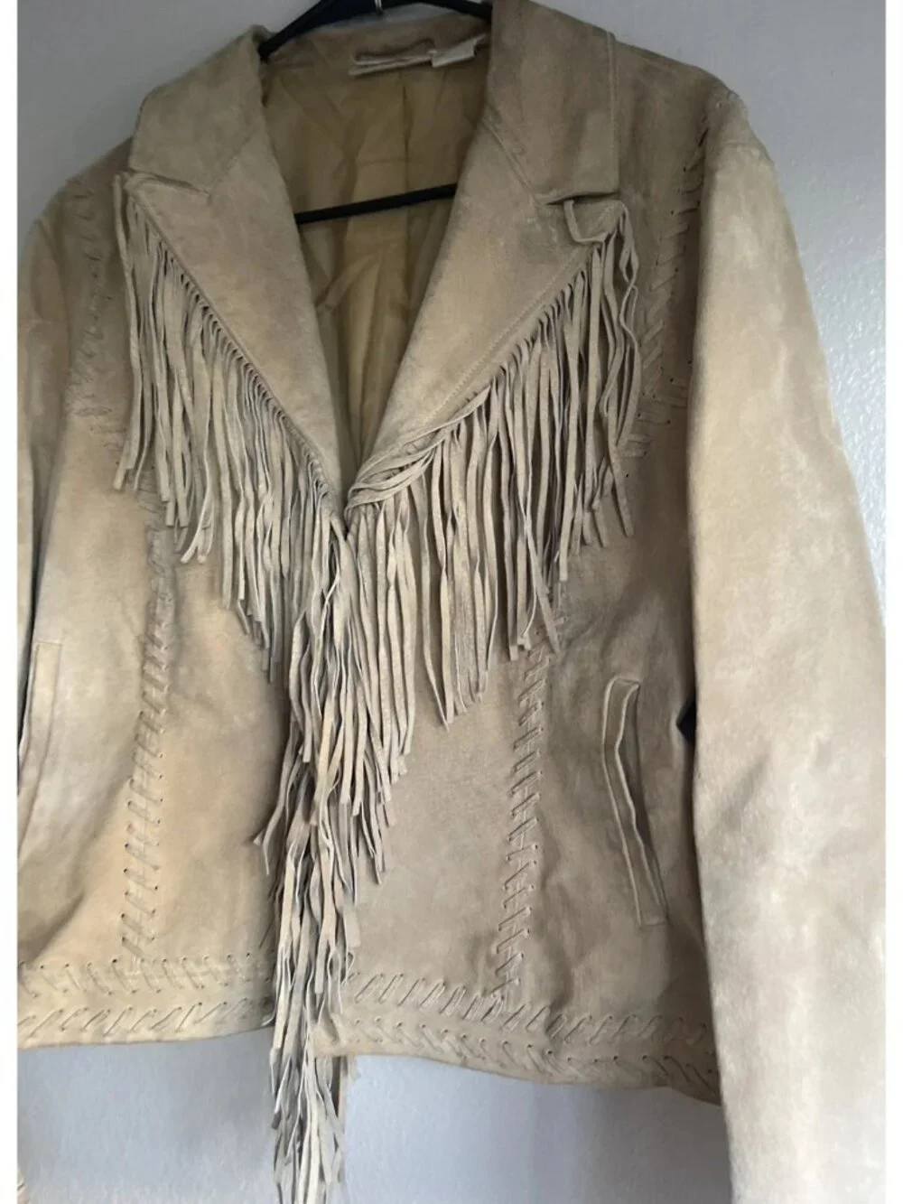 Newport News Jeanology collection 100% leather Western jacket with fringe sz 18 - Picture 11 of 14